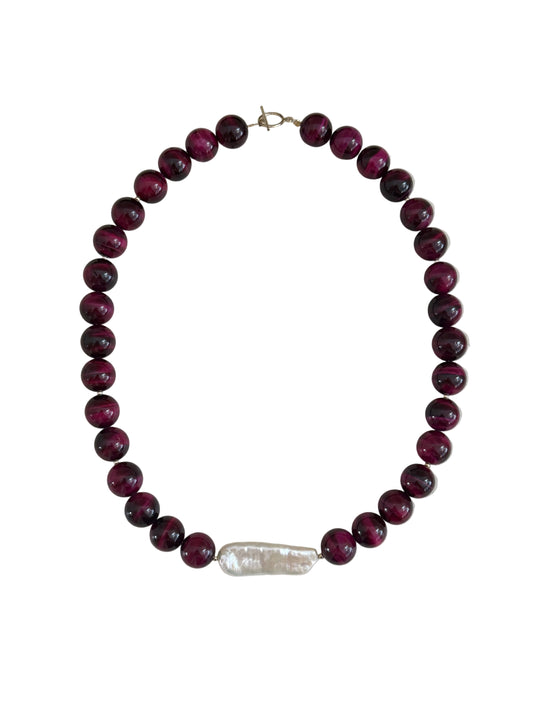 Pink Tigers Eye Chunky Necklace