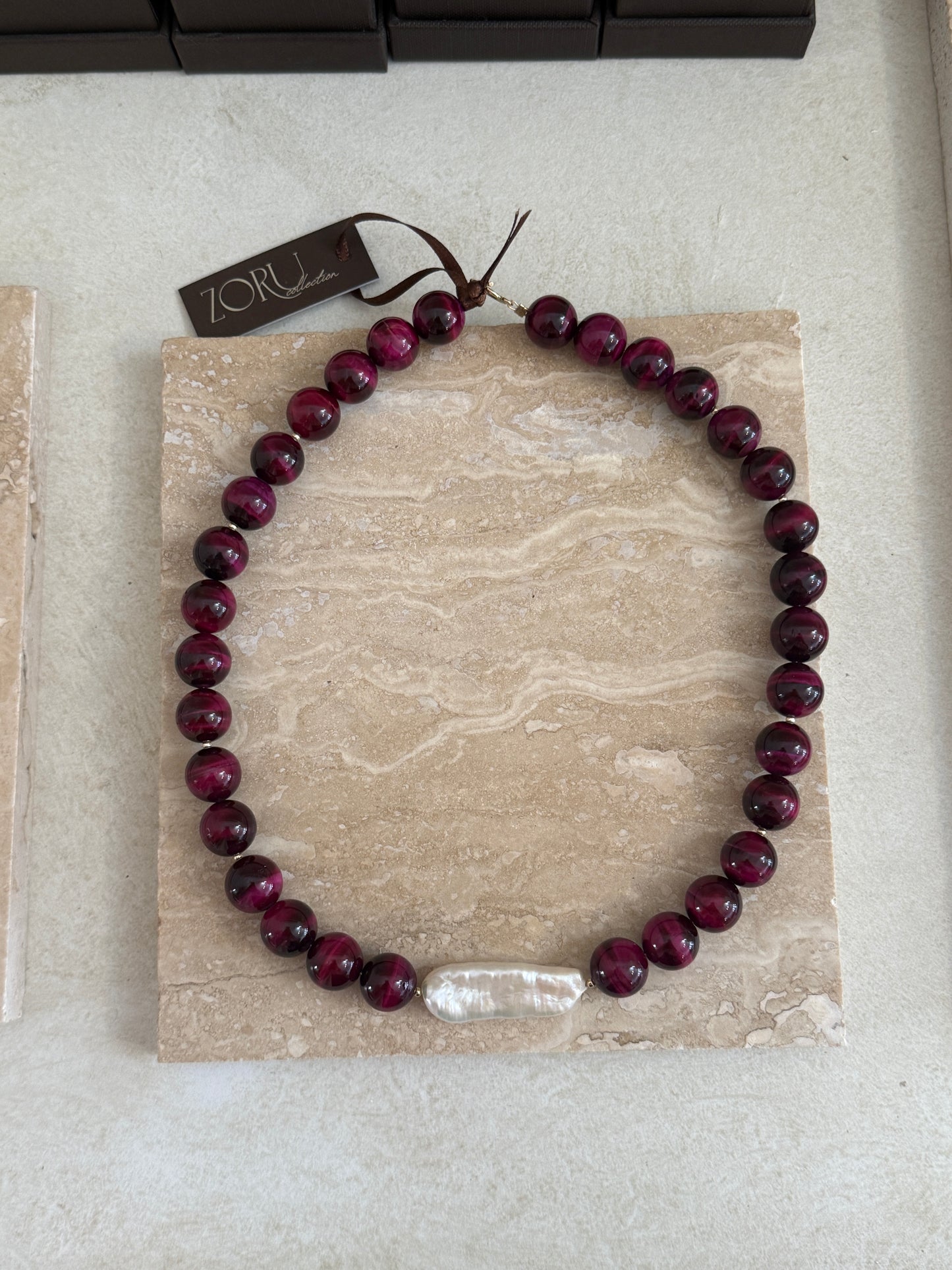 Pink Tigers Eye Chunky Necklace