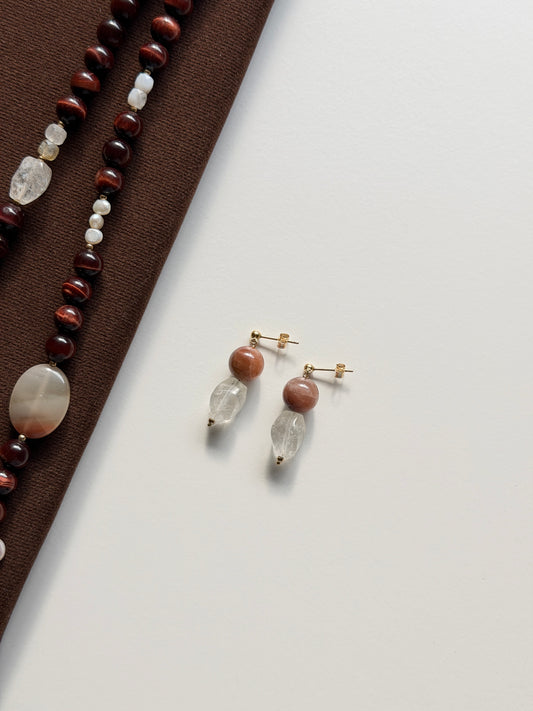 Callista Gold Sunstone Drop Earring
