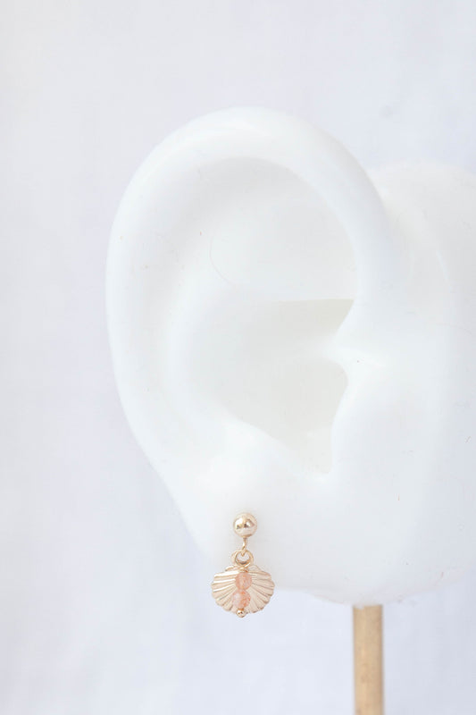 Semi-Precious Stone Shell Drop - 14k Gold Filled